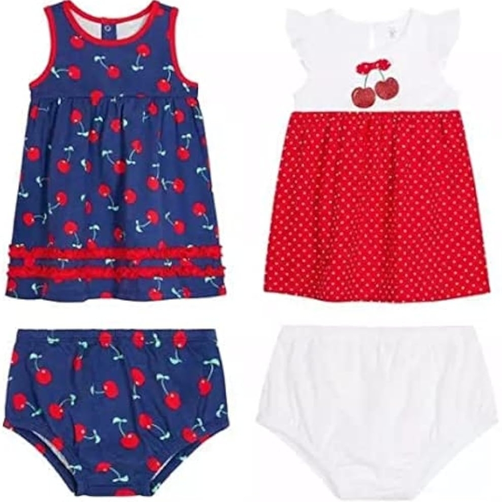 Charming Cherry Kids Matching Set - Navy and Red